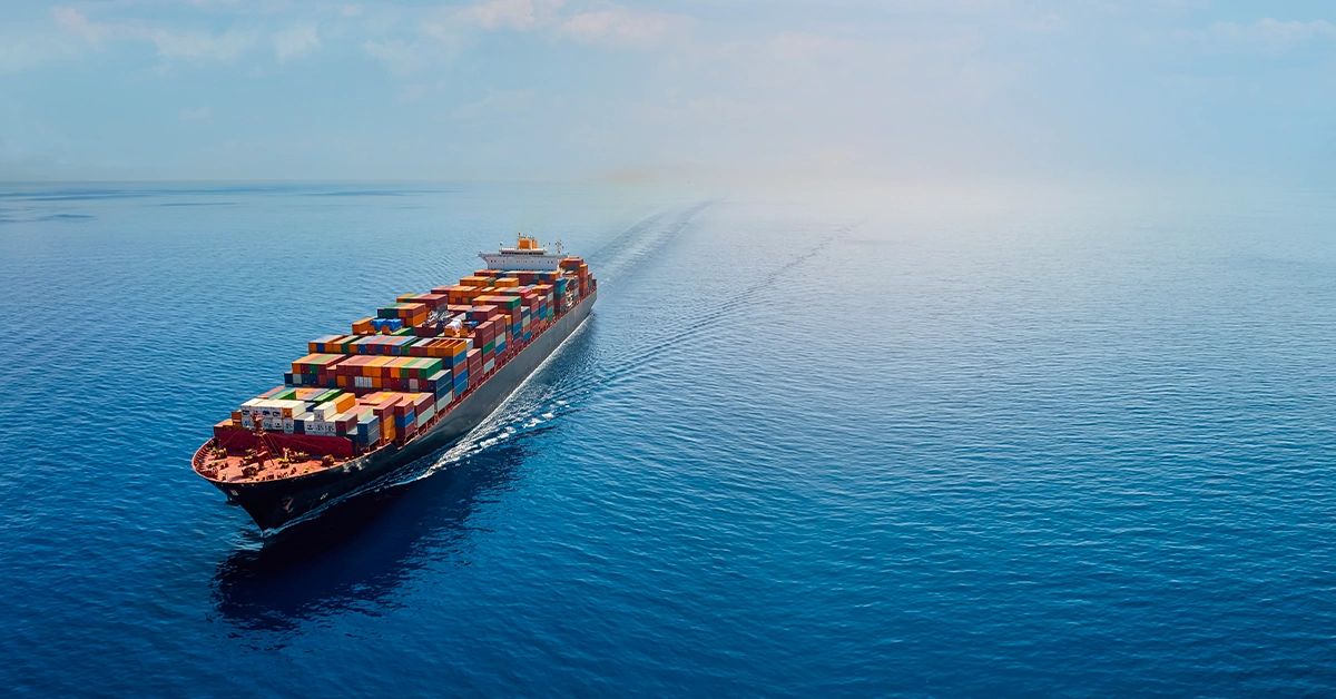 Cargo vessel ship at sea